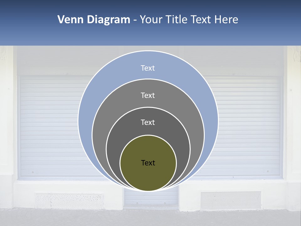 A Blue Garage Door With A Yellow Awning PowerPoint Template