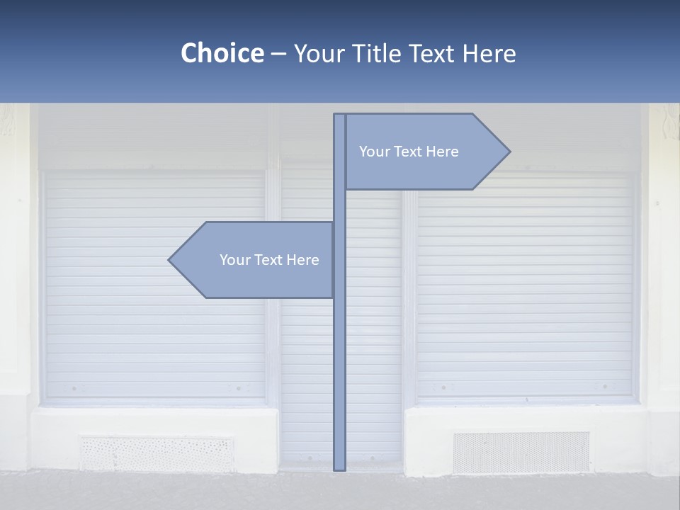 A Blue Garage Door With A Yellow Awning PowerPoint Template