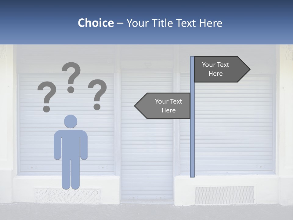 A Blue Garage Door With A Yellow Awning PowerPoint Template