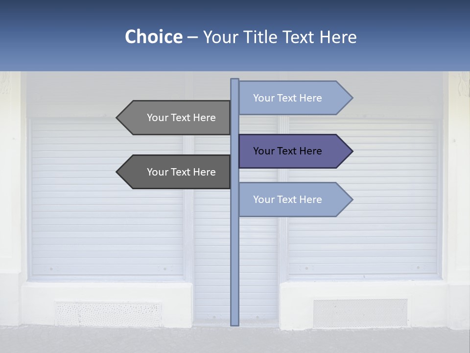 A Blue Garage Door With A Yellow Awning PowerPoint Template