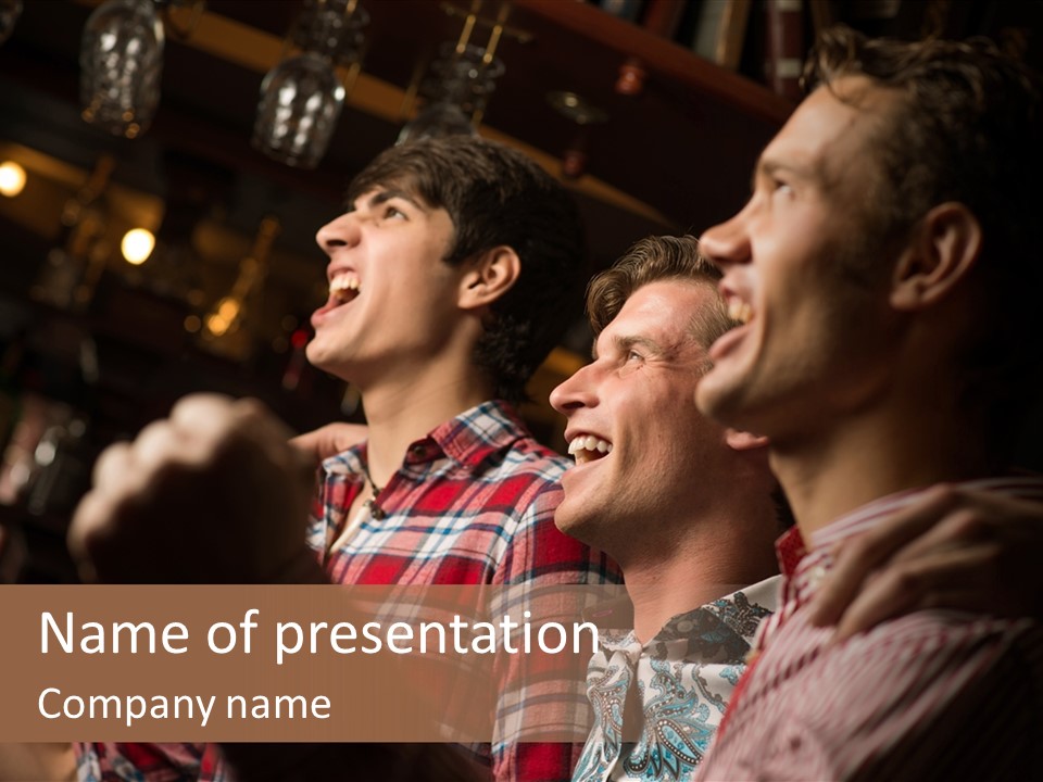 A Group Of Men Singing In A Bar PowerPoint Template