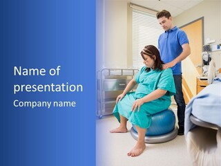 A Man Standing Next To A Woman In A Hospital Bed PowerPoint Template