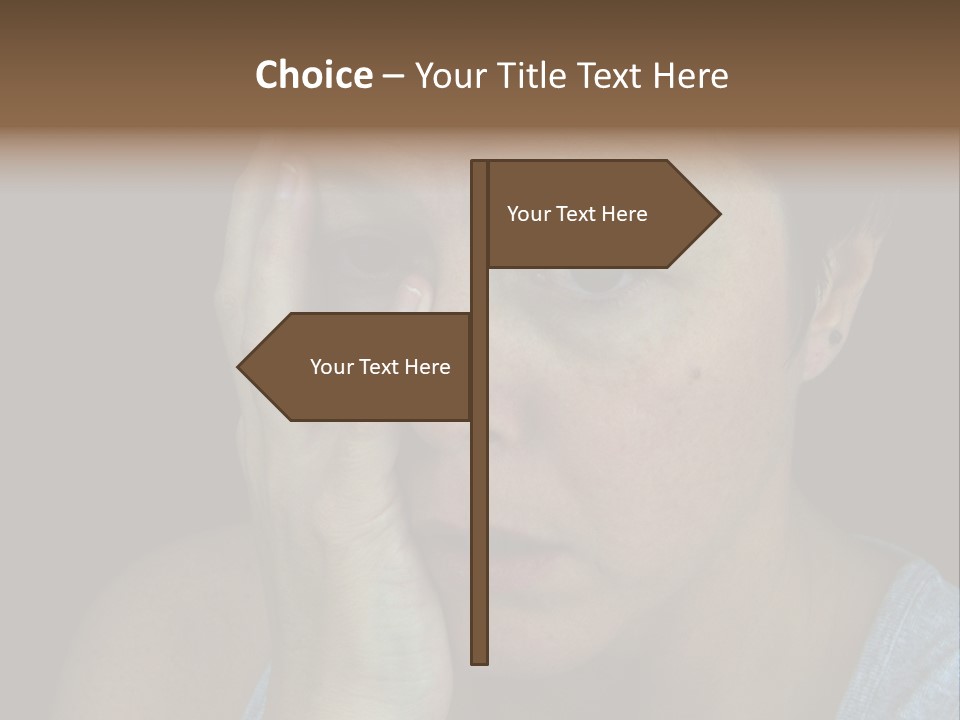 A Woman Holding Her Hand To Her Face PowerPoint Template