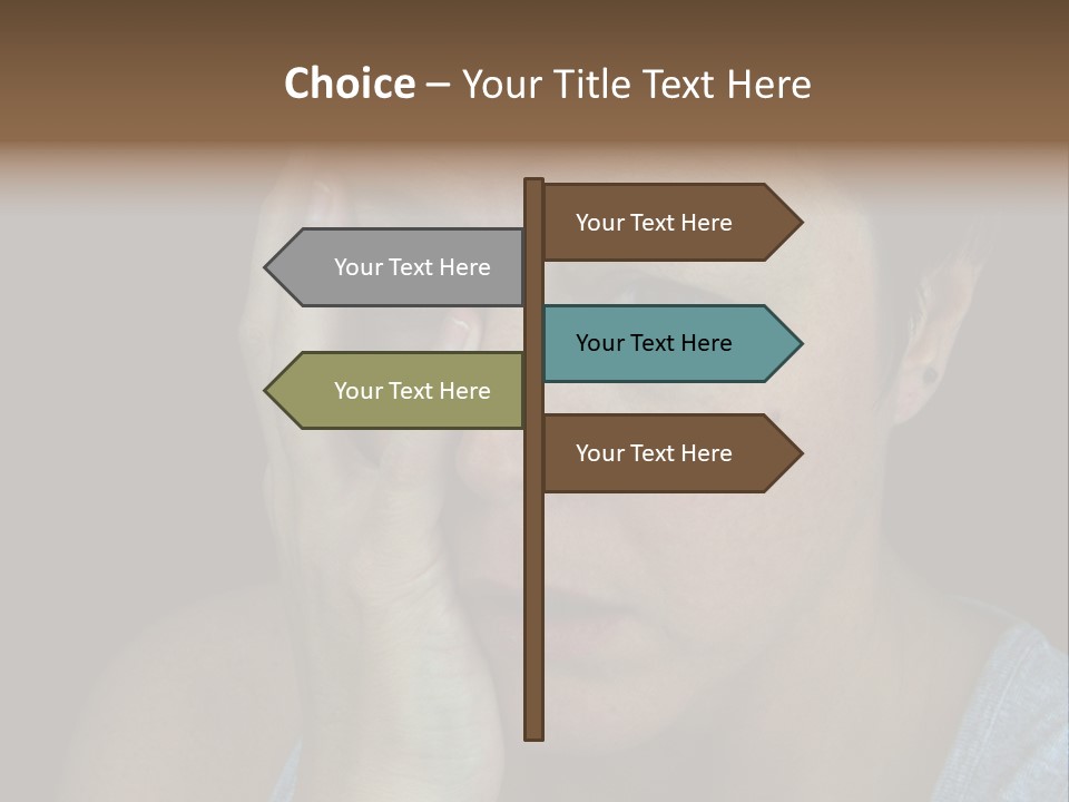 A Woman Holding Her Hand To Her Face PowerPoint Template