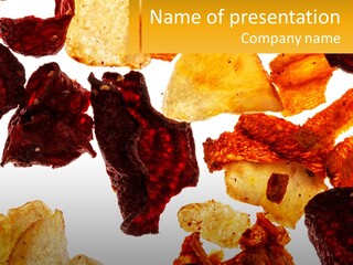 A Pile Of Chips On A White Background PowerPoint Template