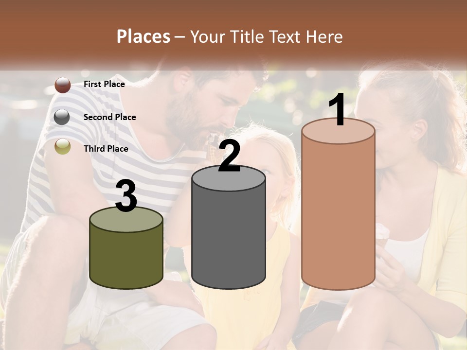 A Man And Two Girls Eating Ice Cream PowerPoint Template