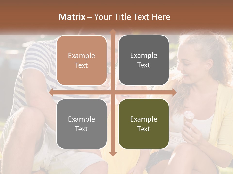 A Man And Two Girls Eating Ice Cream PowerPoint Template