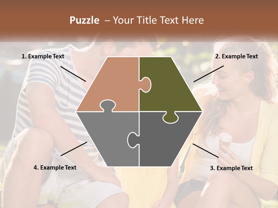 A Man And Two Girls Eating Ice Cream PowerPoint Template