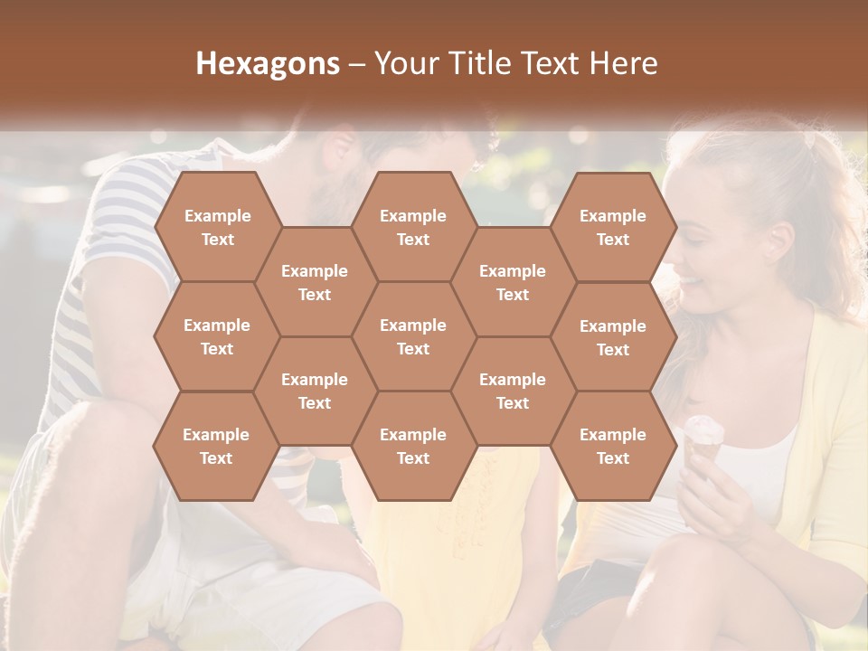 A Man And Two Girls Eating Ice Cream PowerPoint Template