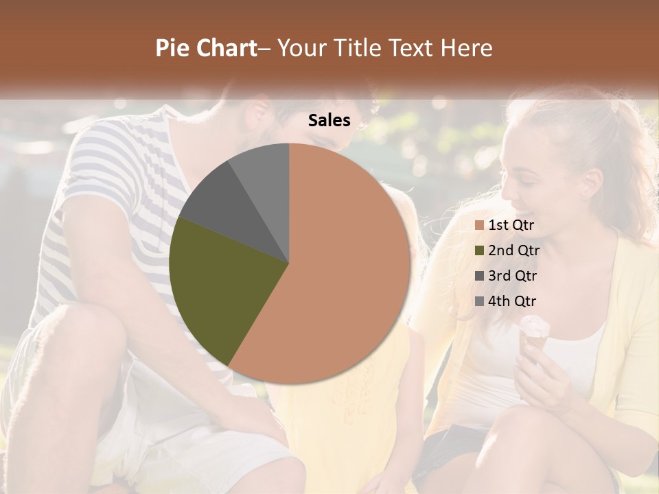 A Man And Two Girls Eating Ice Cream PowerPoint Template