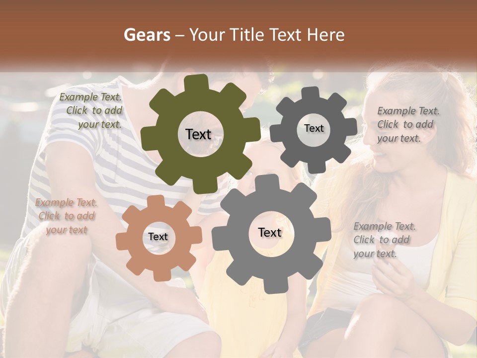 A Man And Two Girls Eating Ice Cream PowerPoint Template