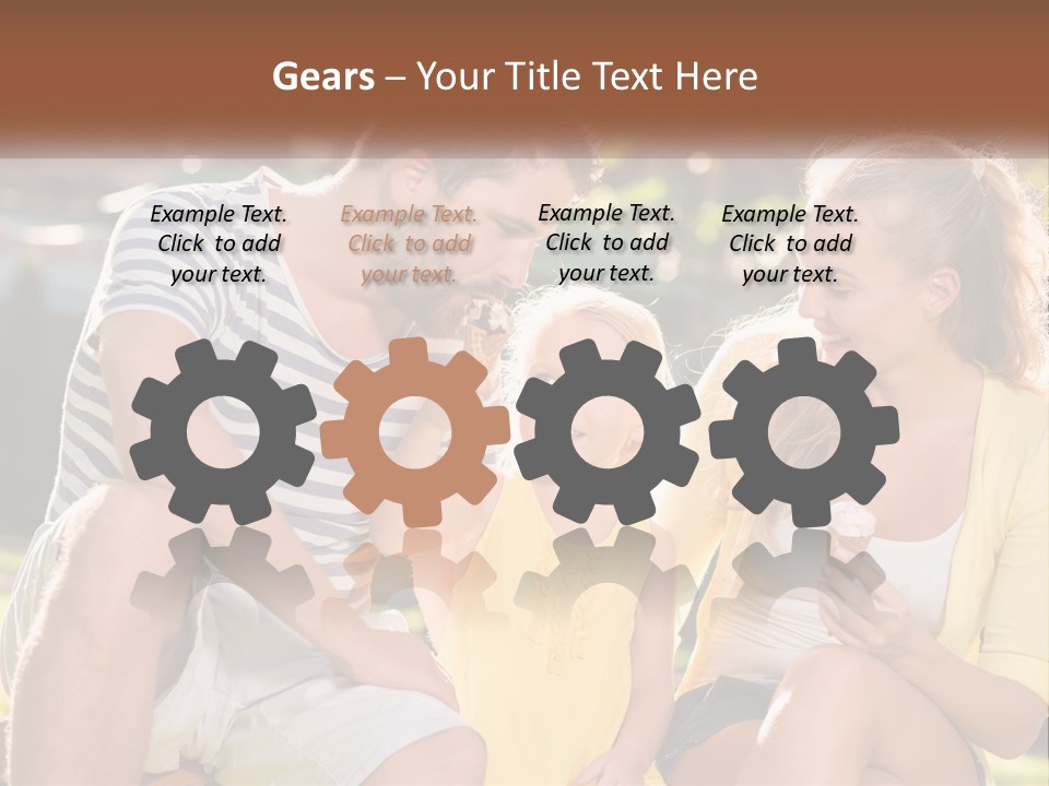 A Man And Two Girls Eating Ice Cream PowerPoint Template