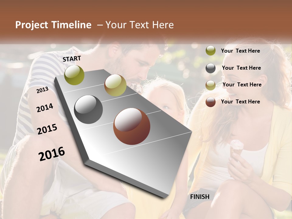 A Man And Two Girls Eating Ice Cream PowerPoint Template