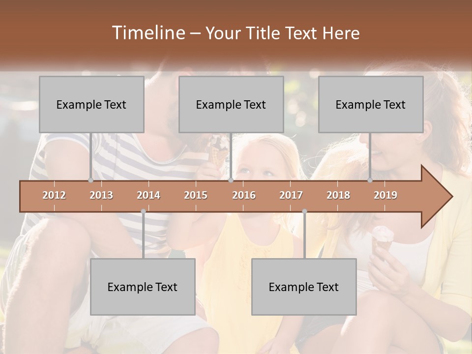 A Man And Two Girls Eating Ice Cream PowerPoint Template