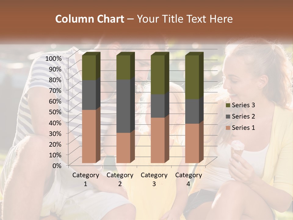 A Man And Two Girls Eating Ice Cream PowerPoint Template