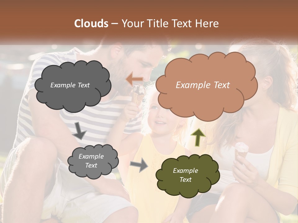 A Man And Two Girls Eating Ice Cream PowerPoint Template