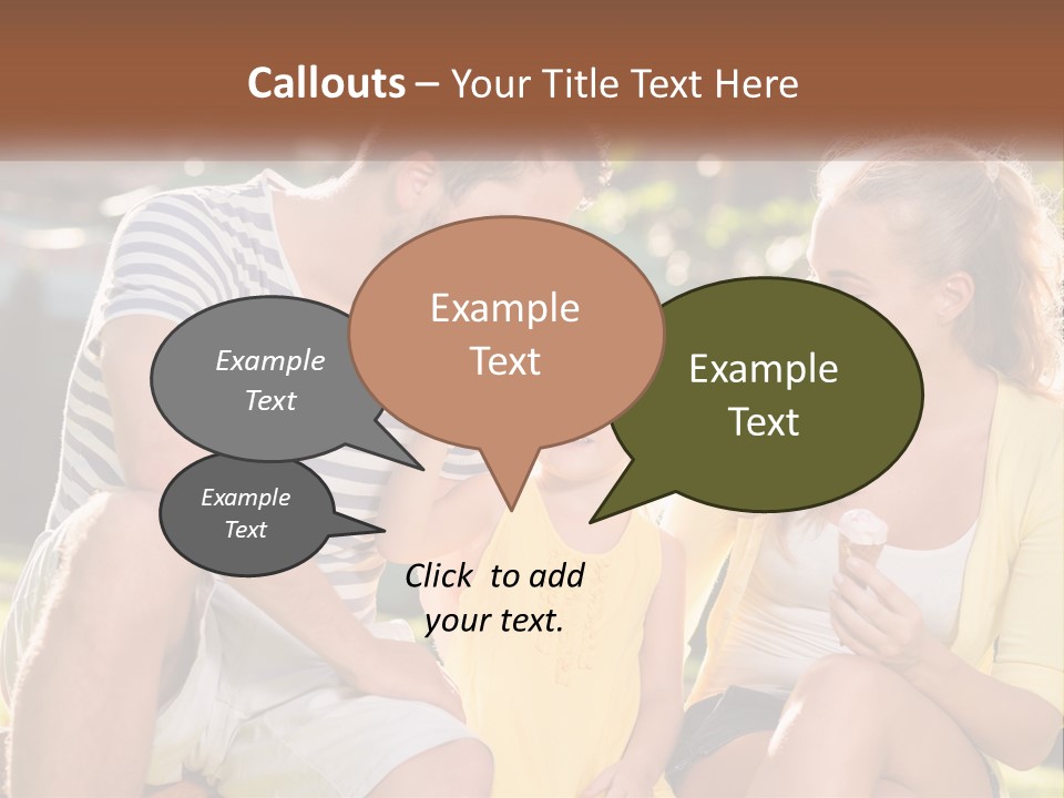 A Man And Two Girls Eating Ice Cream PowerPoint Template