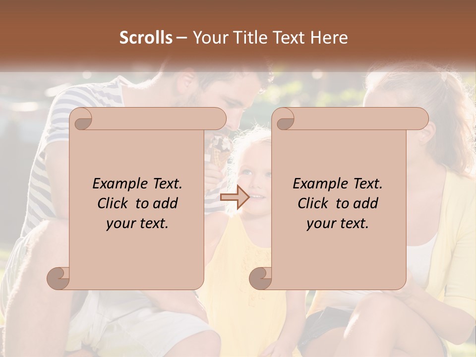 A Man And Two Girls Eating Ice Cream PowerPoint Template