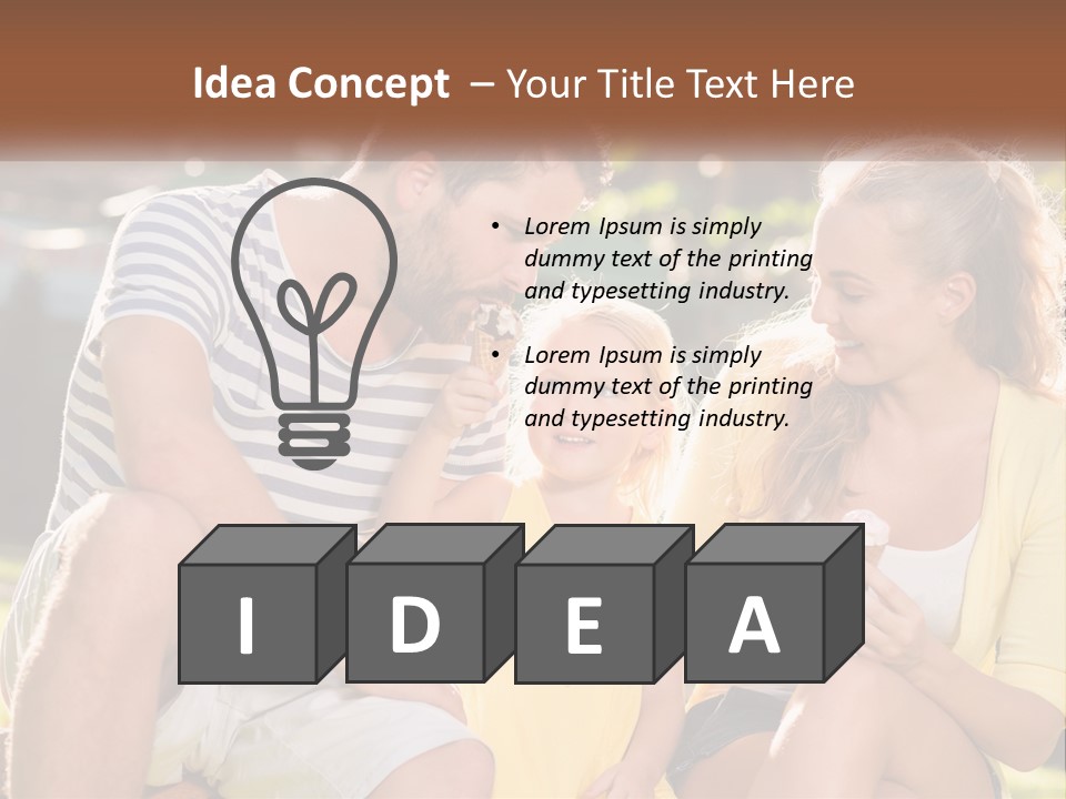 A Man And Two Girls Eating Ice Cream PowerPoint Template