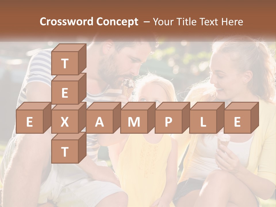 A Man And Two Girls Eating Ice Cream PowerPoint Template