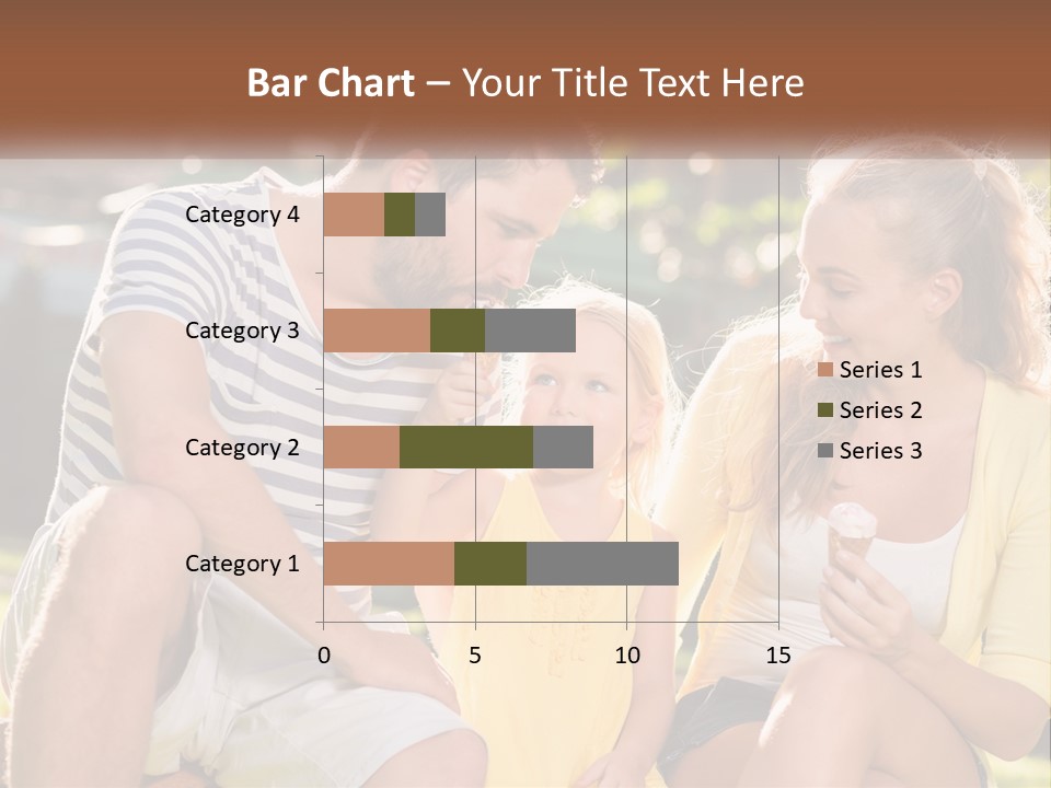 A Man And Two Girls Eating Ice Cream PowerPoint Template