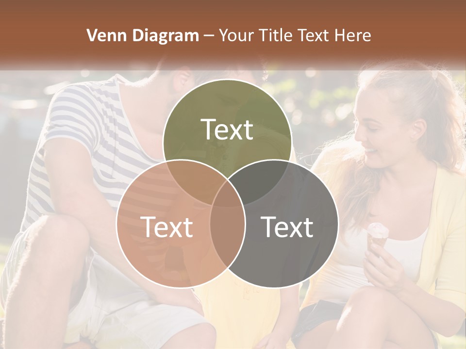 A Man And Two Girls Eating Ice Cream PowerPoint Template