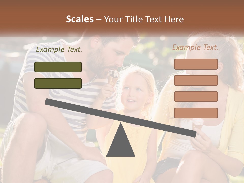 A Man And Two Girls Eating Ice Cream PowerPoint Template