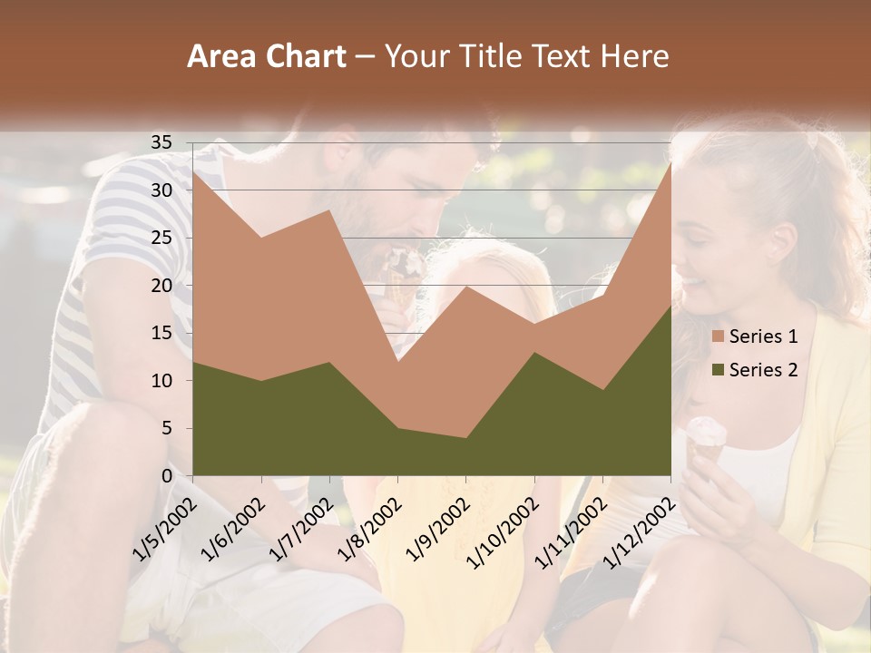 A Man And Two Girls Eating Ice Cream PowerPoint Template