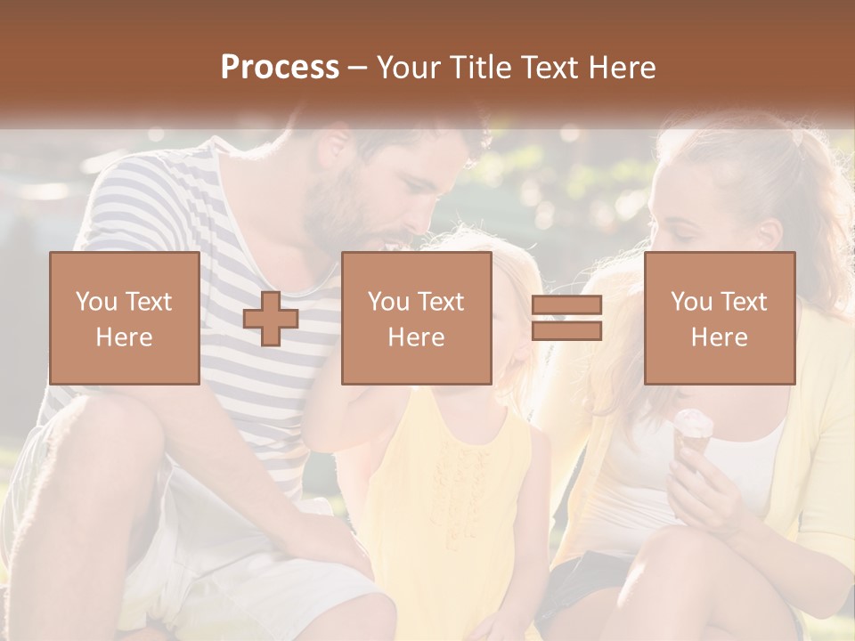 A Man And Two Girls Eating Ice Cream PowerPoint Template