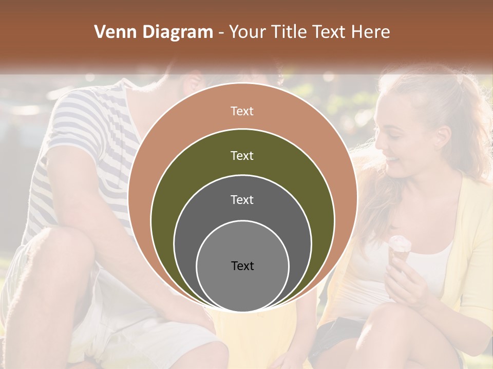 A Man And Two Girls Eating Ice Cream PowerPoint Template