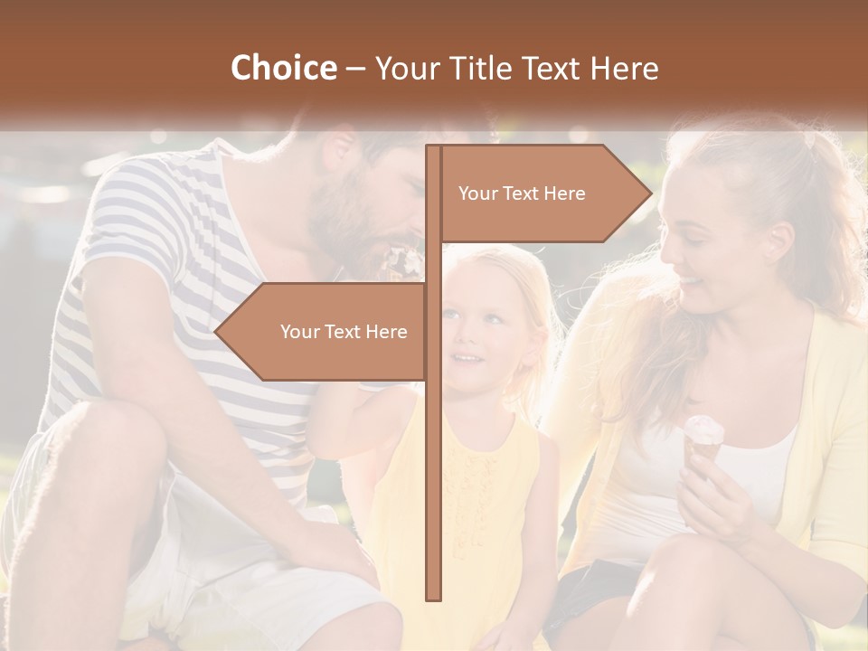 A Man And Two Girls Eating Ice Cream PowerPoint Template