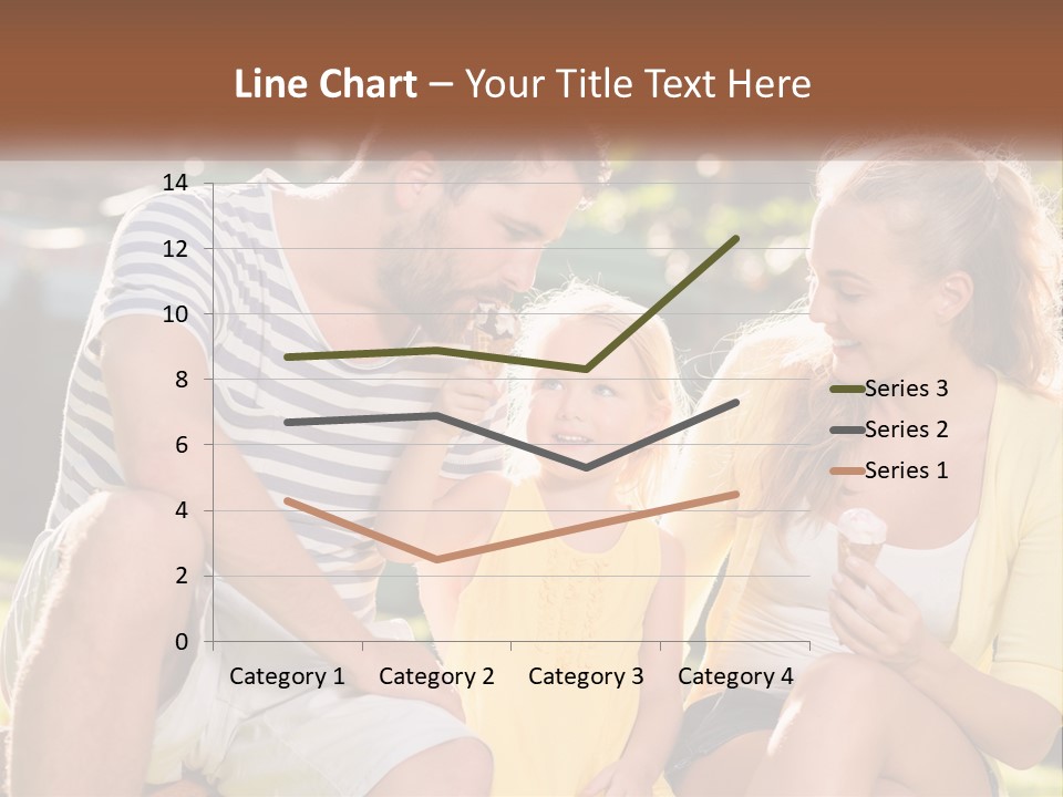 A Man And Two Girls Eating Ice Cream PowerPoint Template