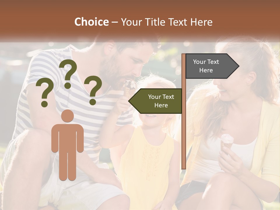 A Man And Two Girls Eating Ice Cream PowerPoint Template