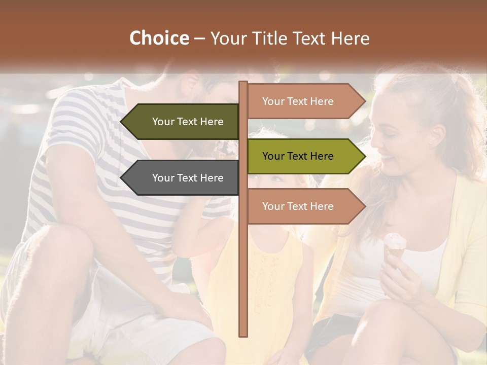 A Man And Two Girls Eating Ice Cream PowerPoint Template