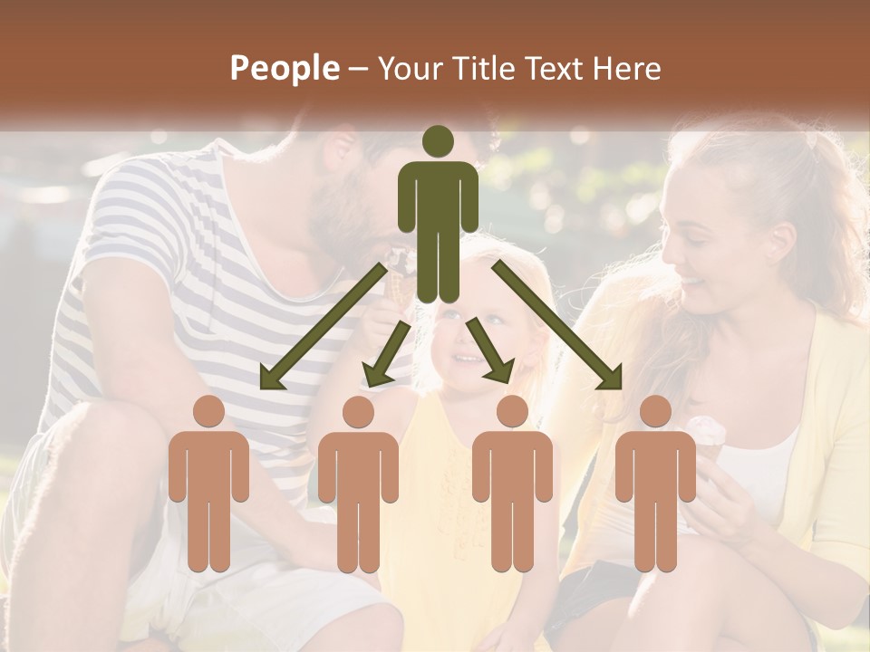 A Man And Two Girls Eating Ice Cream PowerPoint Template