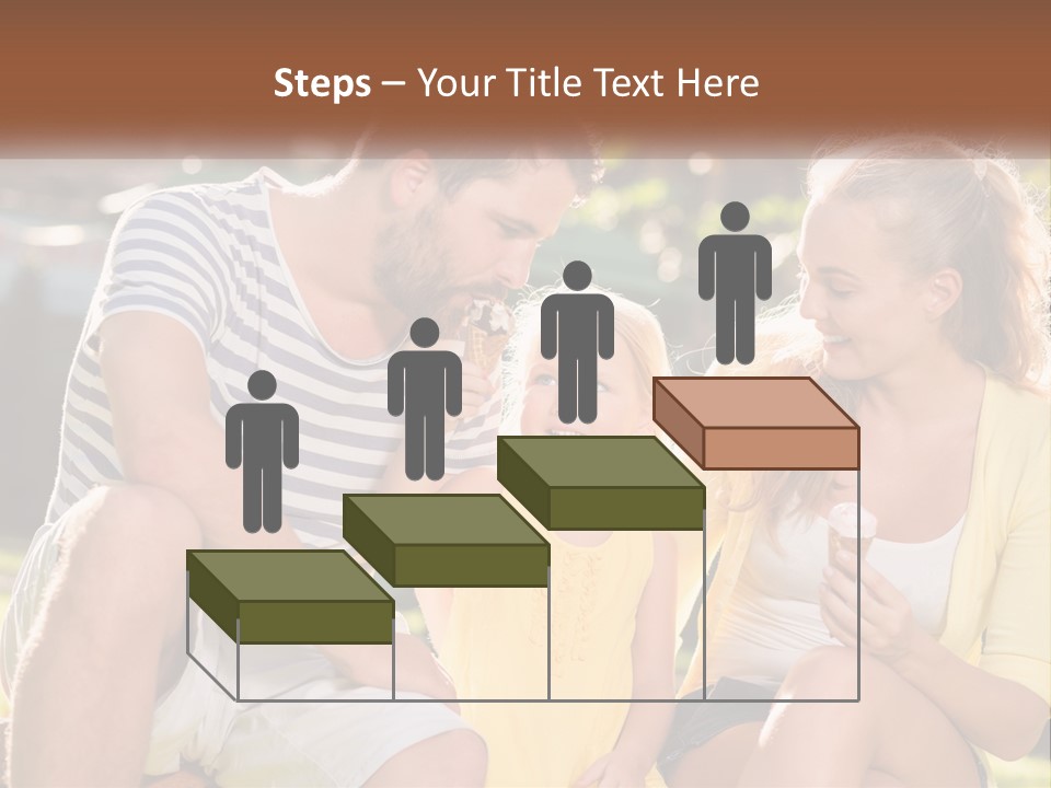 A Man And Two Girls Eating Ice Cream PowerPoint Template