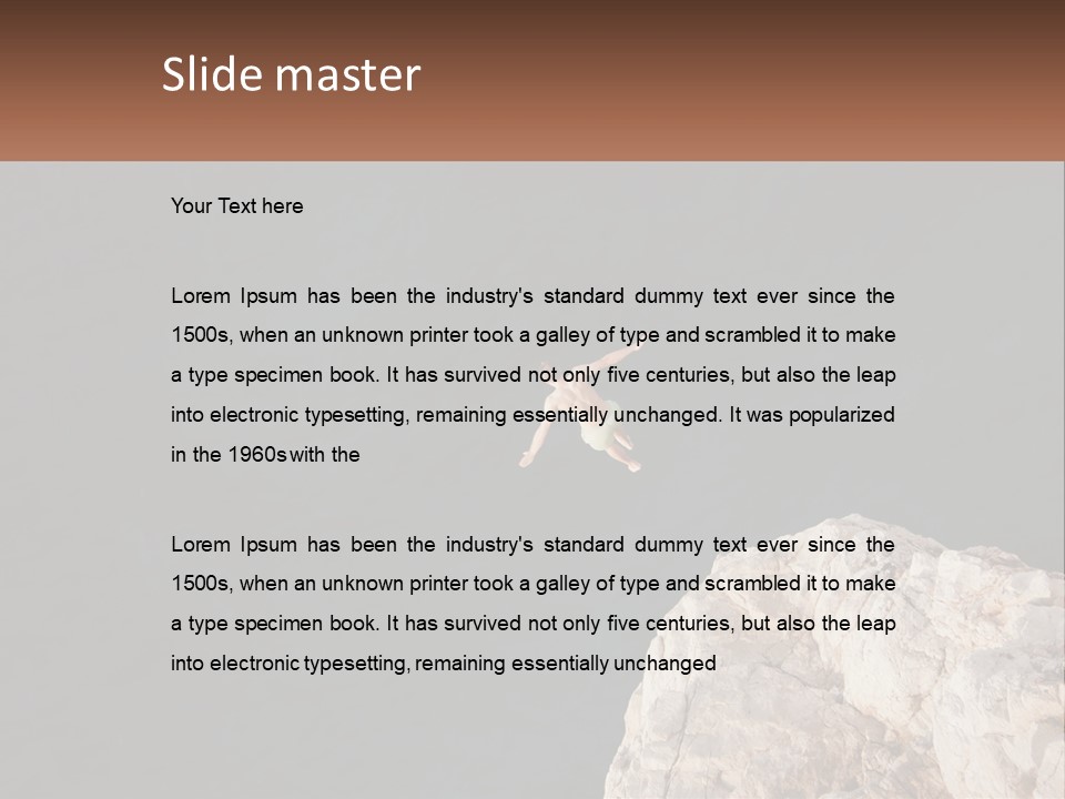 A Person Jumping Off A Cliff Into The Ocean PowerPoint Template