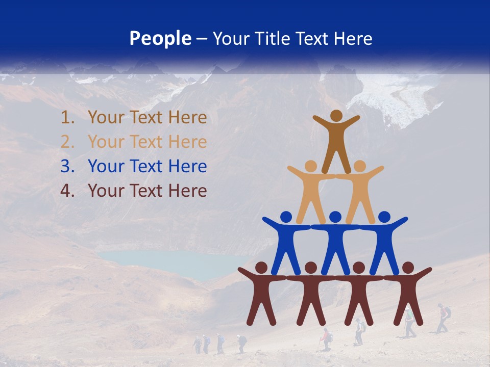 A Group Of People Standing In Front Of A Mountain PowerPoint Template