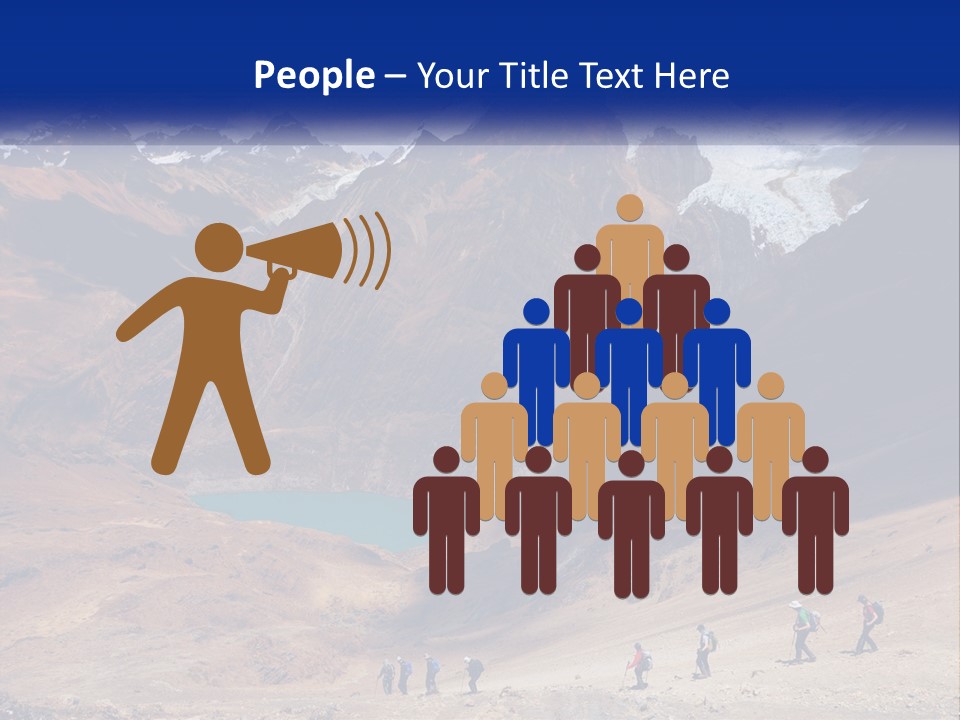 A Group Of People Standing In Front Of A Mountain PowerPoint Template