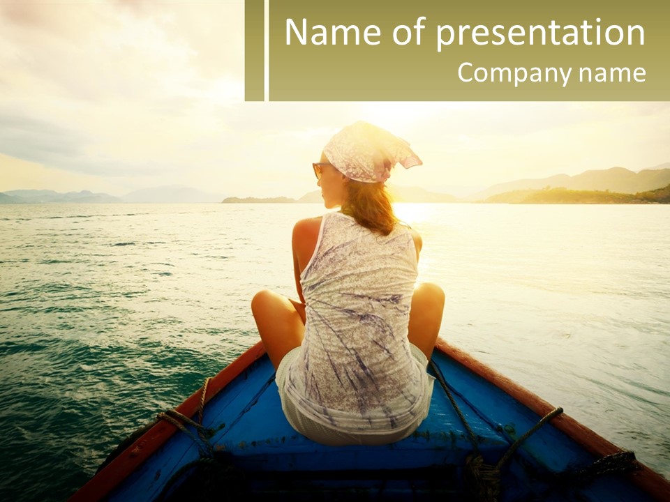 A Woman Sitting On A Boat In The Water PowerPoint Template