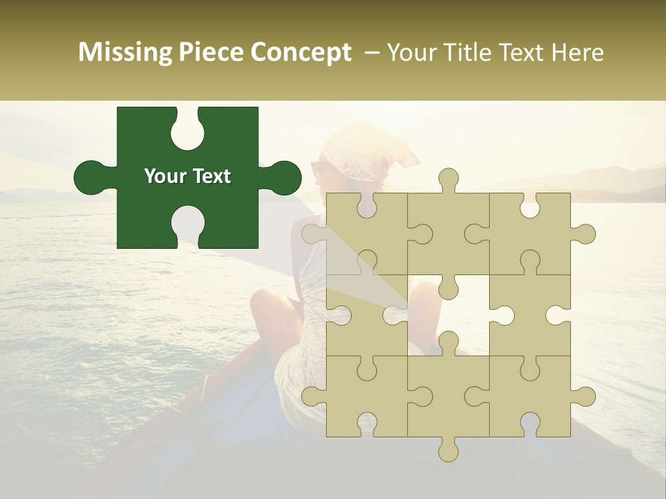 A Woman Sitting On A Boat In The Water PowerPoint Template