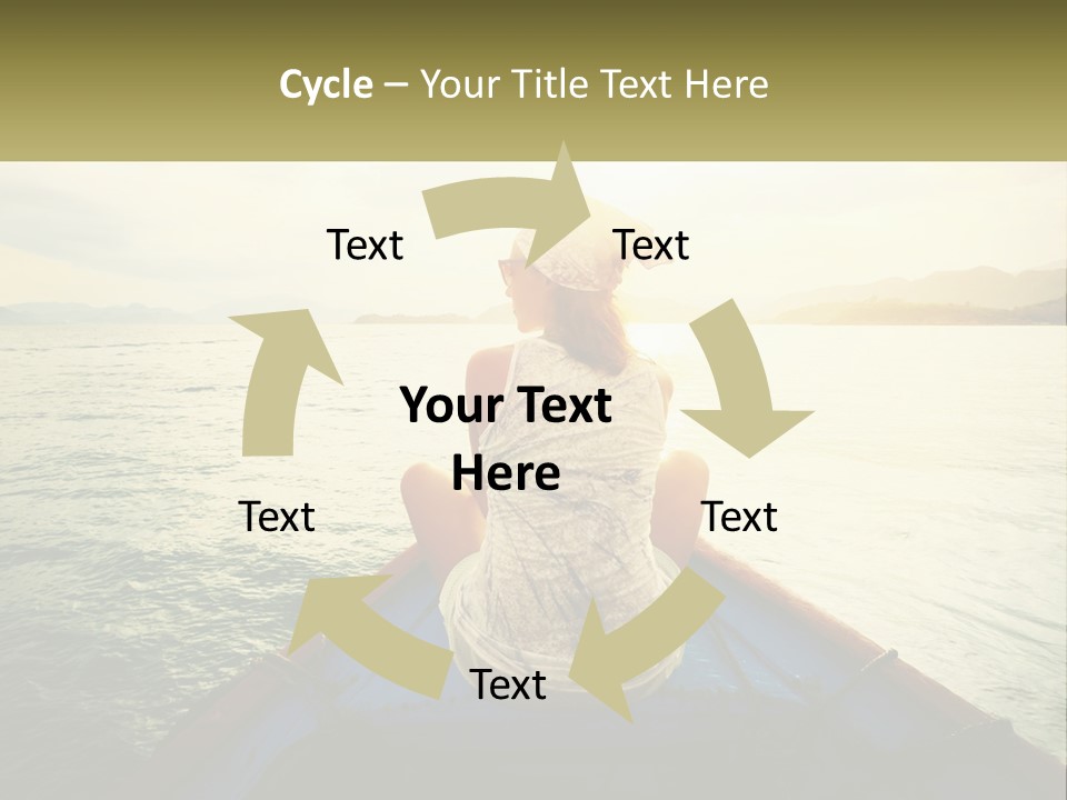 A Woman Sitting On A Boat In The Water PowerPoint Template