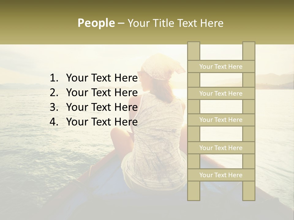 A Woman Sitting On A Boat In The Water PowerPoint Template