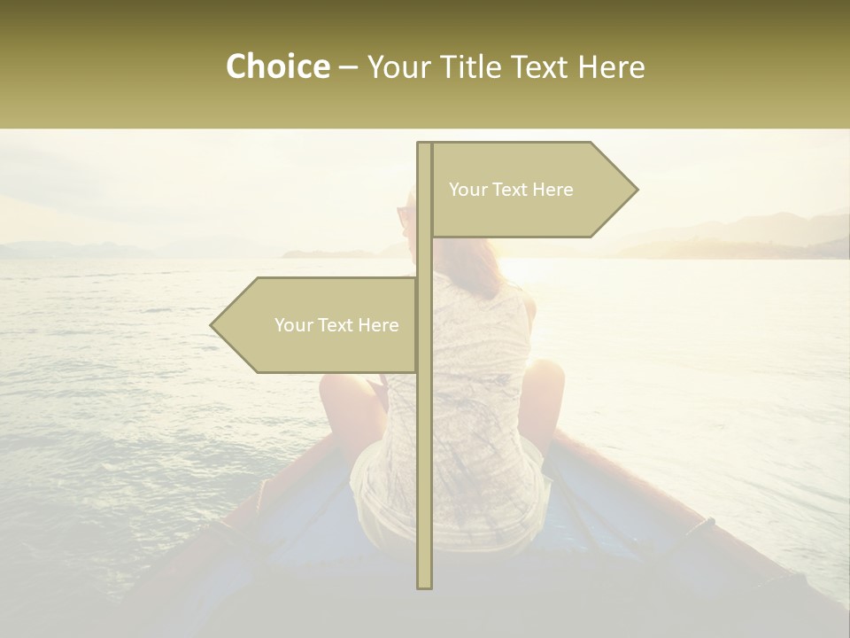 A Woman Sitting On A Boat In The Water PowerPoint Template