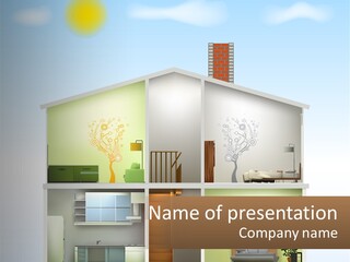 A House With A Tree On The Top Of It PowerPoint Template