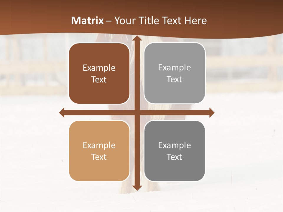 A Brown Horse Standing In The Snow In Front Of A Fence PowerPoint Template