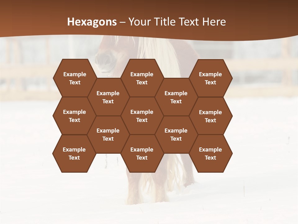 A Brown Horse Standing In The Snow In Front Of A Fence PowerPoint Template