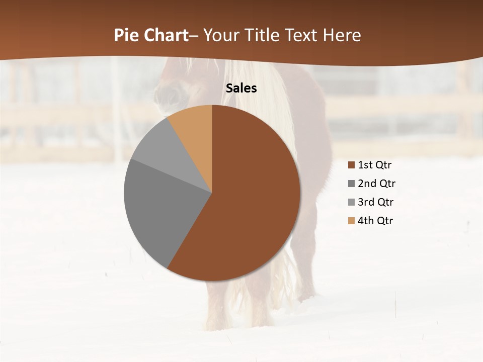 A Brown Horse Standing In The Snow In Front Of A Fence PowerPoint Template