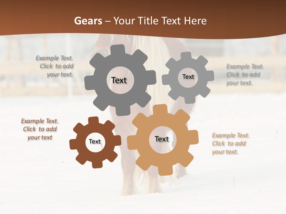 A Brown Horse Standing In The Snow In Front Of A Fence PowerPoint Template