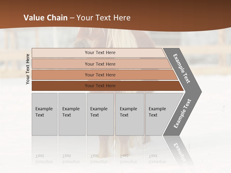 A Brown Horse Standing In The Snow In Front Of A Fence PowerPoint Template